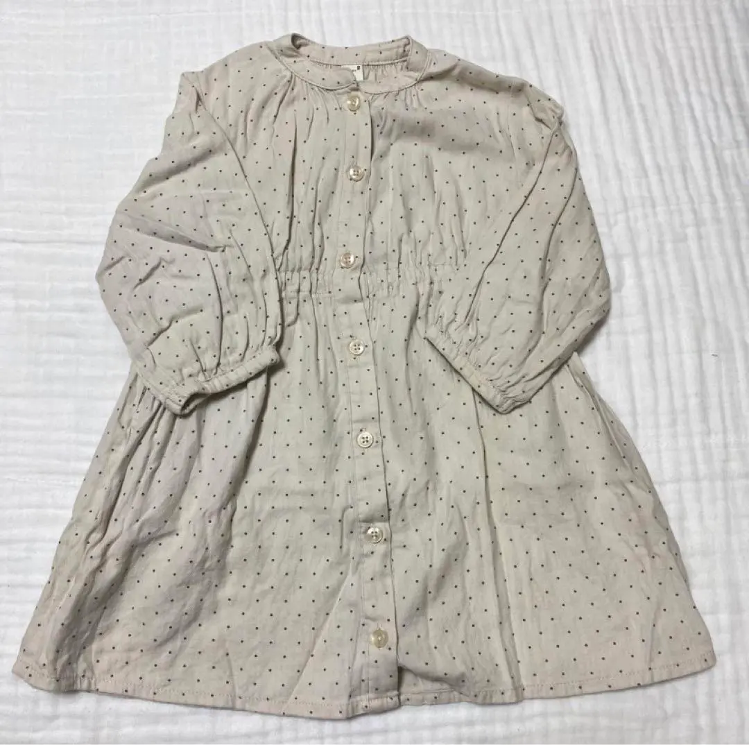 Thumbnail of 90★ Apres les cours Shirt Dress Beige Dot Pattern Long Sleeve Shirt