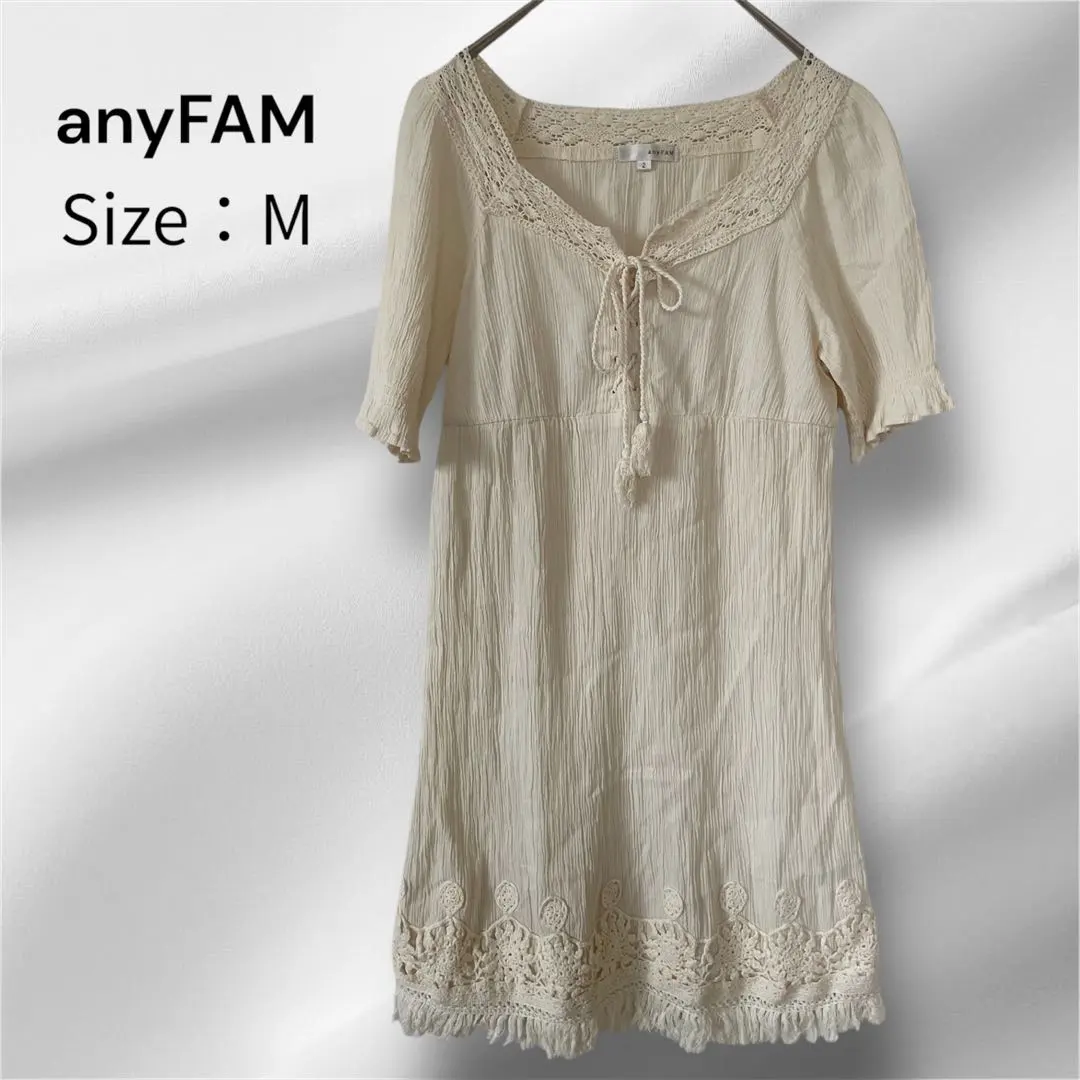 anyFAM 米色 純棉 束腰上衣 短袖 M碼 的縮圖