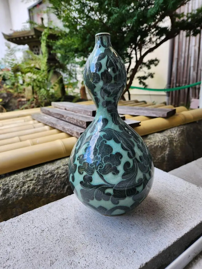 高麗青磁 茶入 柏岩 李相烈 作 共箱あり 茶道具 煎茶道具 高麗青磁 茶入 柏岩 李相烈 作 共箱あり 茶道具 煎茶道具