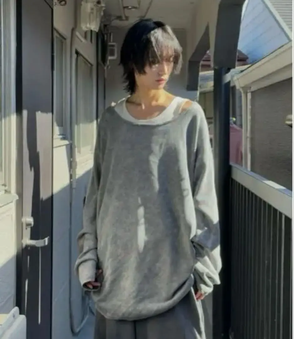 カイチ - オーバーサイズワッフルロンT - INTERFACTORY グレーM INTER FACTORY（インターファクトリー）の「カイチ - オーバー
