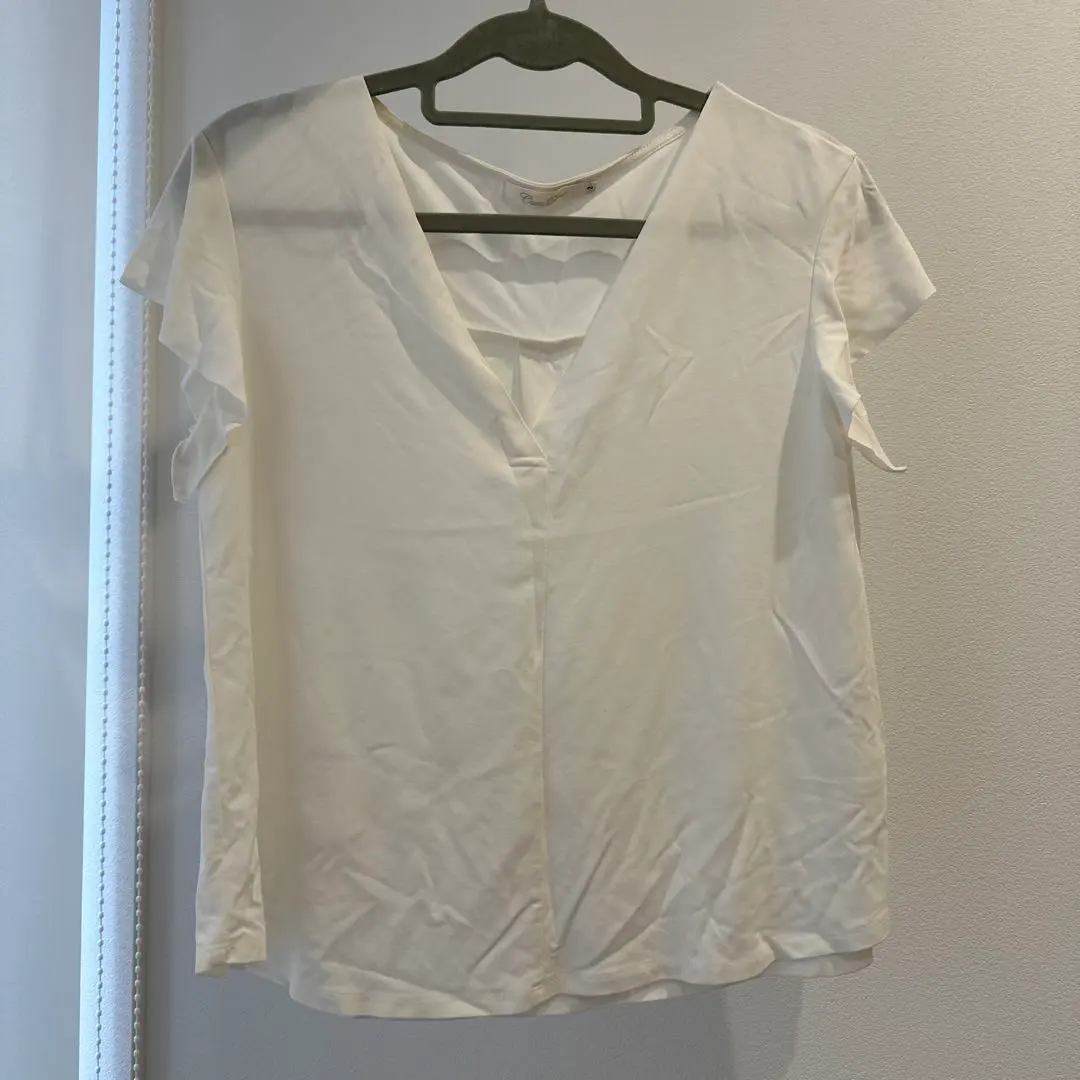 COCO DEAL 白色 V領 短袖襯衫 的縮圖