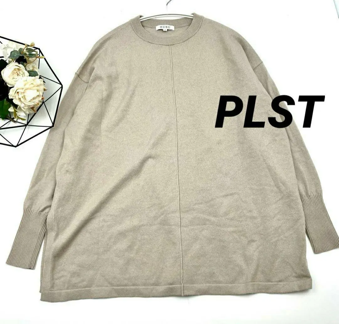 【PLST】上衣 長袖針織衫 圓領 男女通用 絲綢.羊絨混紡 的縮圖