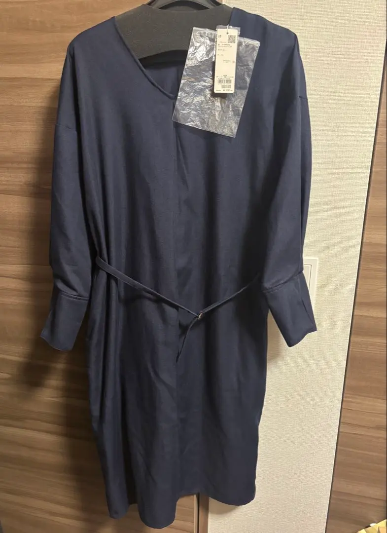 Thumbnail of Brand new, navy dress with belt, size M, relaxed fit, oversized