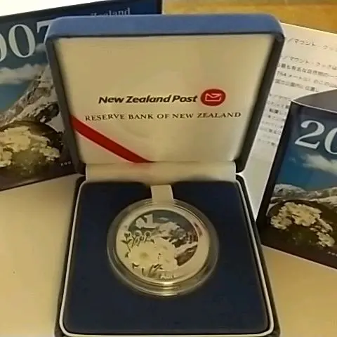 ニュージーランド　プルーフ銀貨　1オンス　純銀　アオラキ　マウントクック 2007年 ニュージーランド1ドルプルーフ銀貨幣 「アオラキ