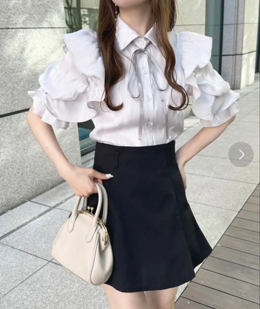 Thumbnail of apres jour Bow Tie Frill Sleeve Blouse ZOZOTOWN Limited Item