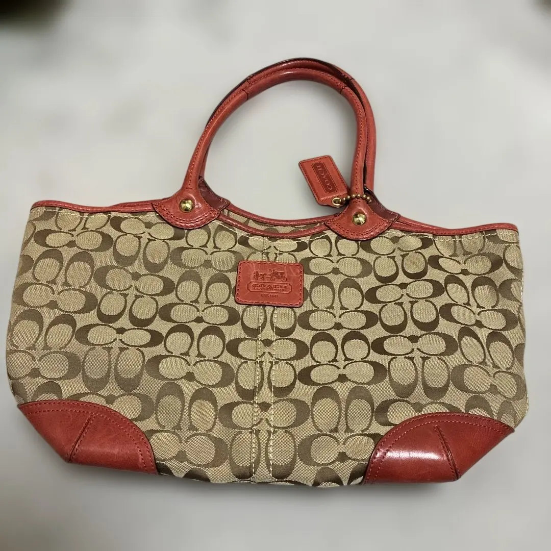 Thumbnail of Coach Logo Tote Bag, Beige/Red