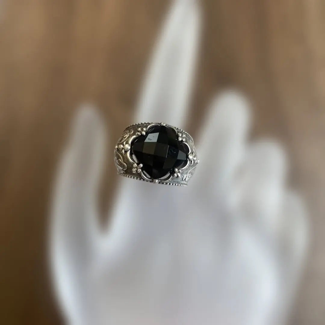 Thumbnail of Silver Black stone ring #10
