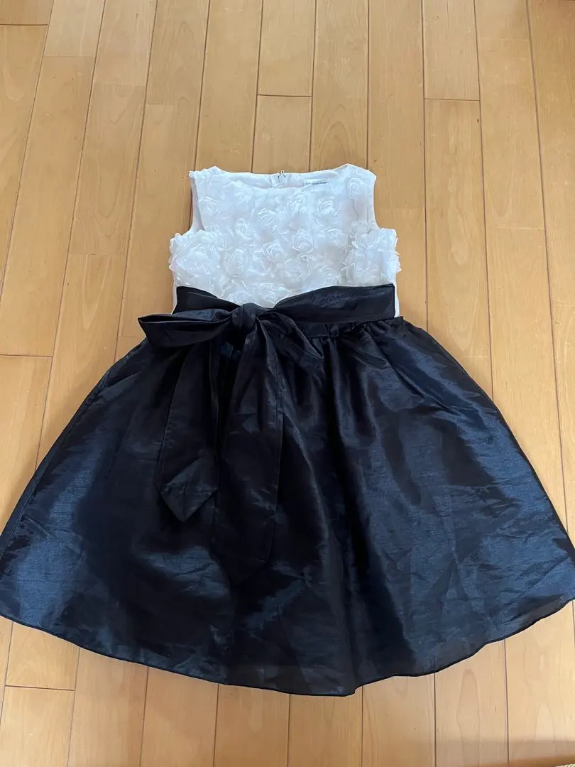 Thumbnail of Formal Dress, Black and White, Floral Embroidery