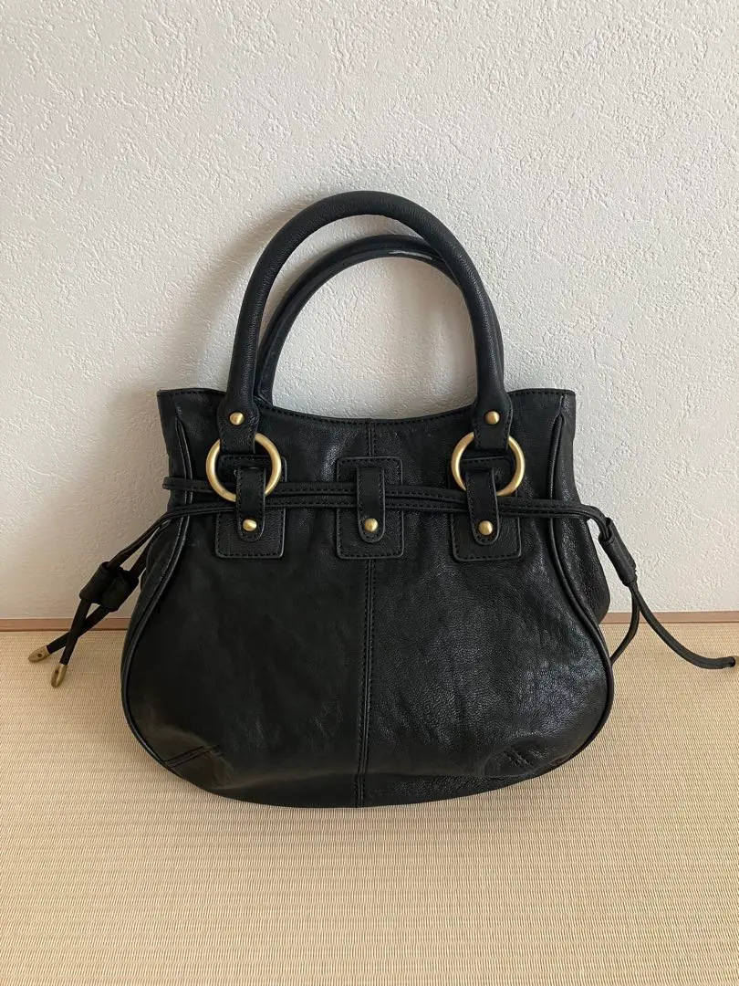 異國風情 黑 皮革 手提包 的縮圖