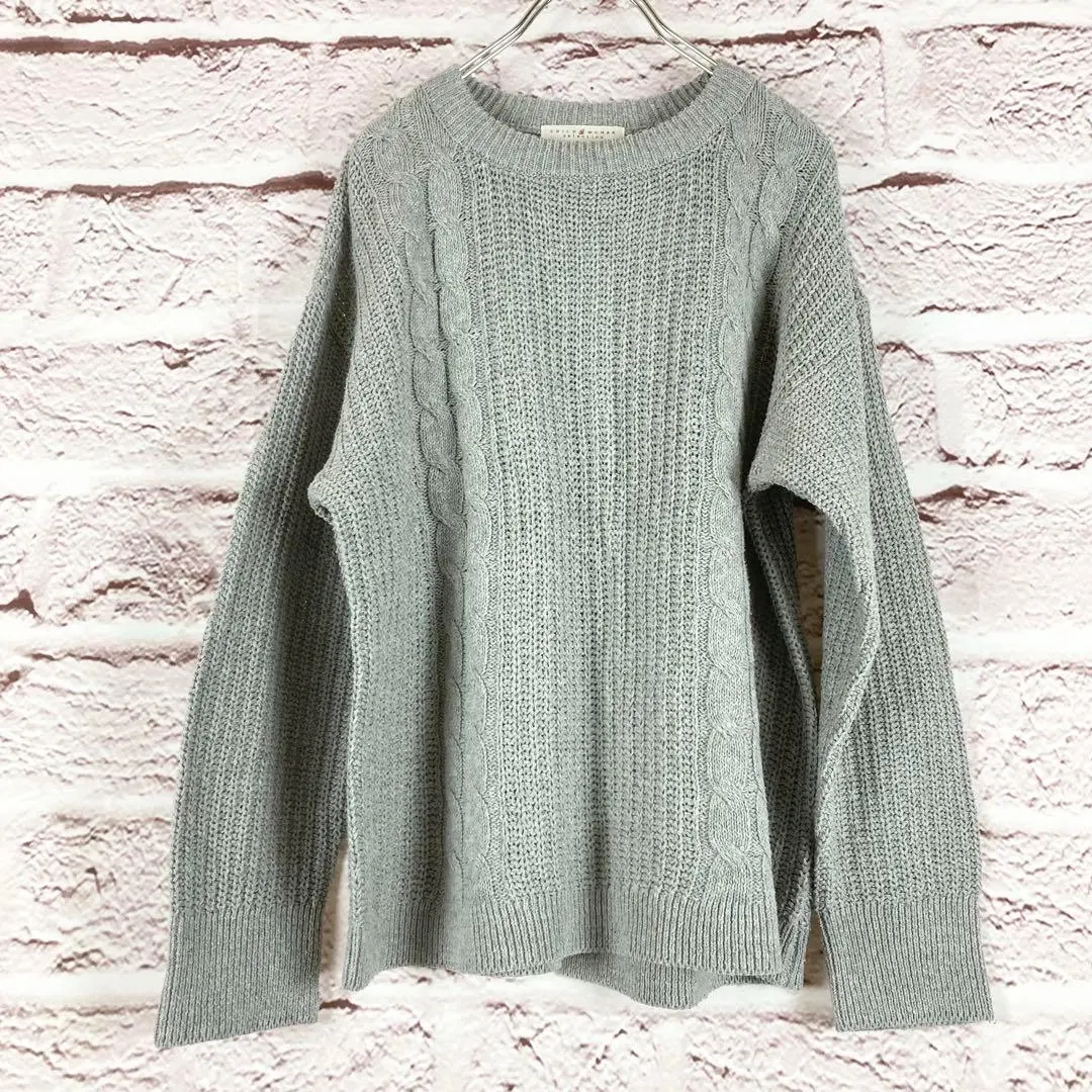 Thumbnail of zr272 CHILD WOMAN Gray Cable Knit Sweater F
