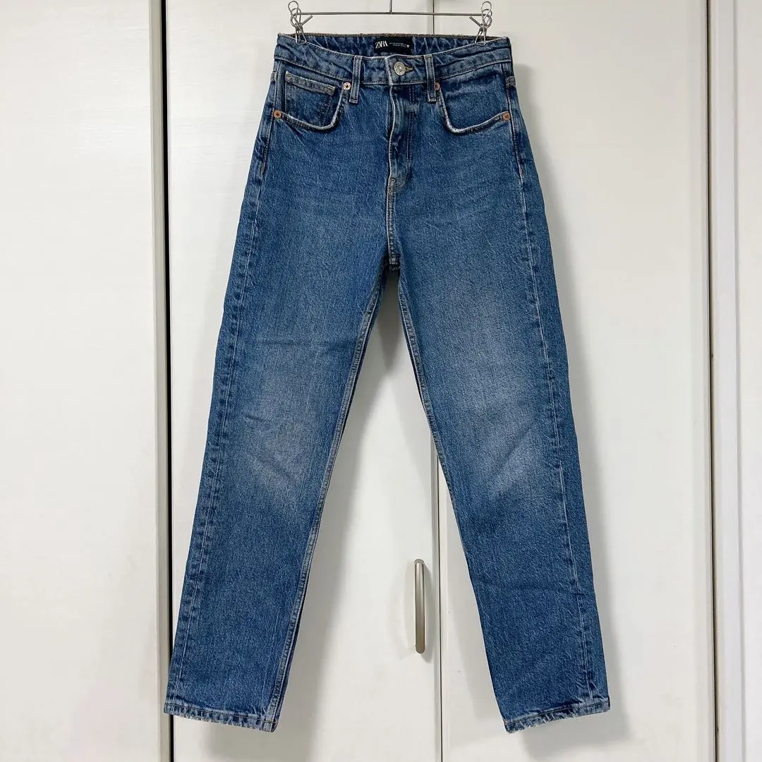 Thumbnail of ZARA High Waist Straight Denim 34 XS