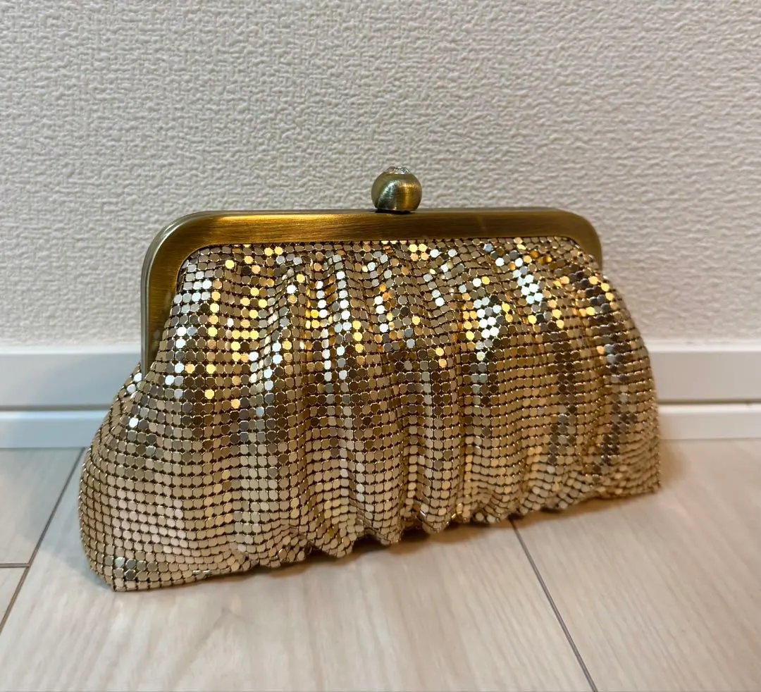 美品 手拿包 宴會包 金色 結婚式 的縮圖