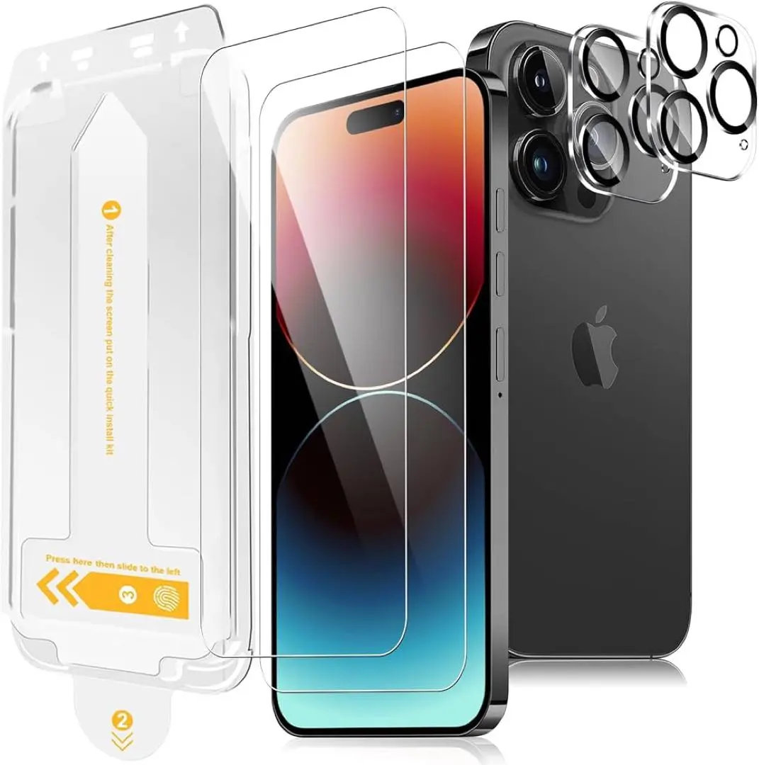 Thumbnail of iPhone 15 Pro Screen Protector (2-Pack) & Camera Lens Protector (2-Pack) with Alignment Frame