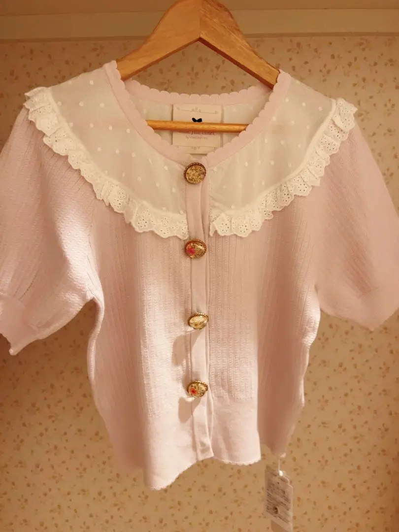 mille fille closet フリルリボン付きライトピンクニット mille fille closet by LODISPOTTO（ミルフィーユクローゼット