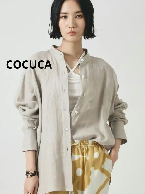 COCUCA コキュカ リネン シャツ バンドカラー グレージュ 2025年最新】コキュカ シャツ・ブラウスの人気アイテム - メルカリ