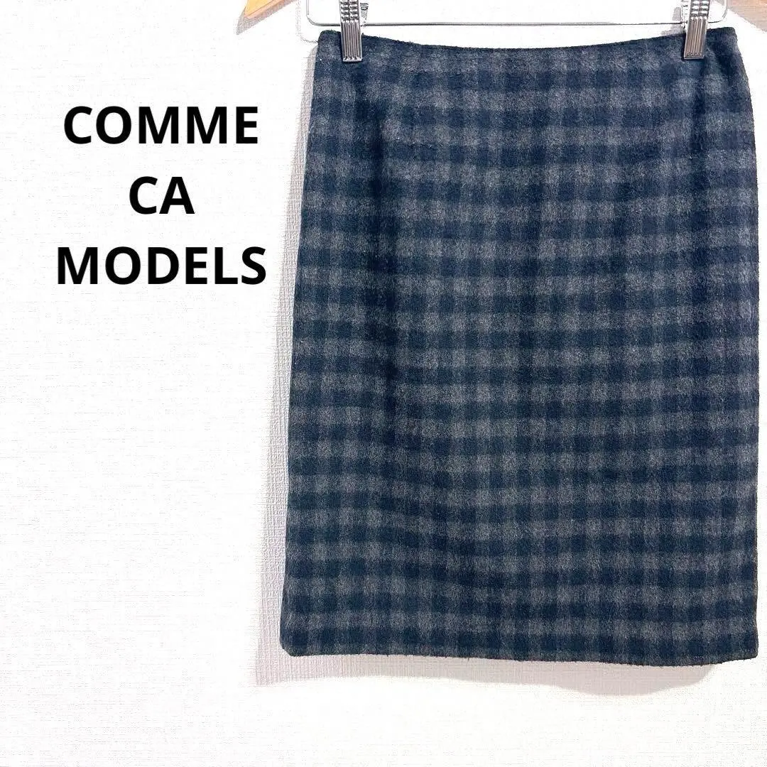145 COMME CA MODES 膝下窄裙 格紋 黑系 半正式 M 的縮圖