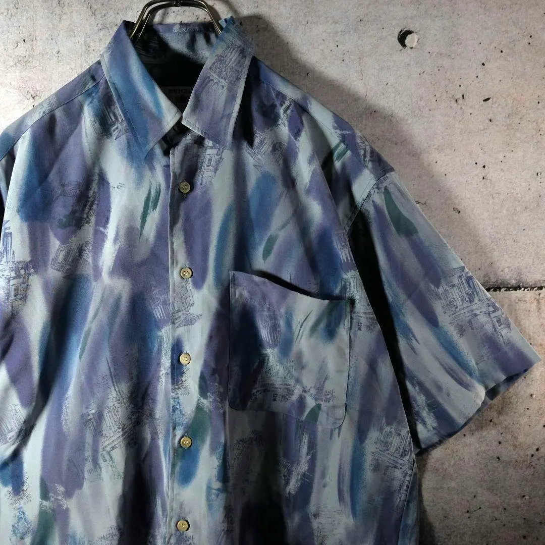 Thumbnail of [Vintage Clothing] Vintage Shirt, All-Over Print, Art Pattern, Retro, Grunge, Y2K, Navy