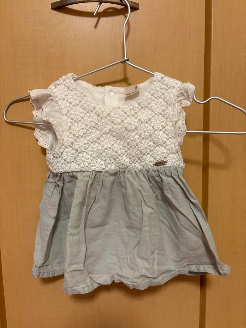 Thumbnail of petit main Short Sleeve Shirt, White/Gray, 90cm