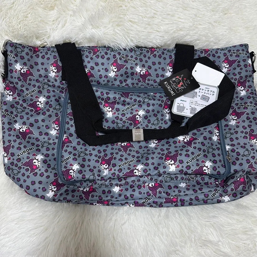 Thumbnail of Kuromi 2-Way Pocketable Tote Bag Avail Sanrio Leopard Print