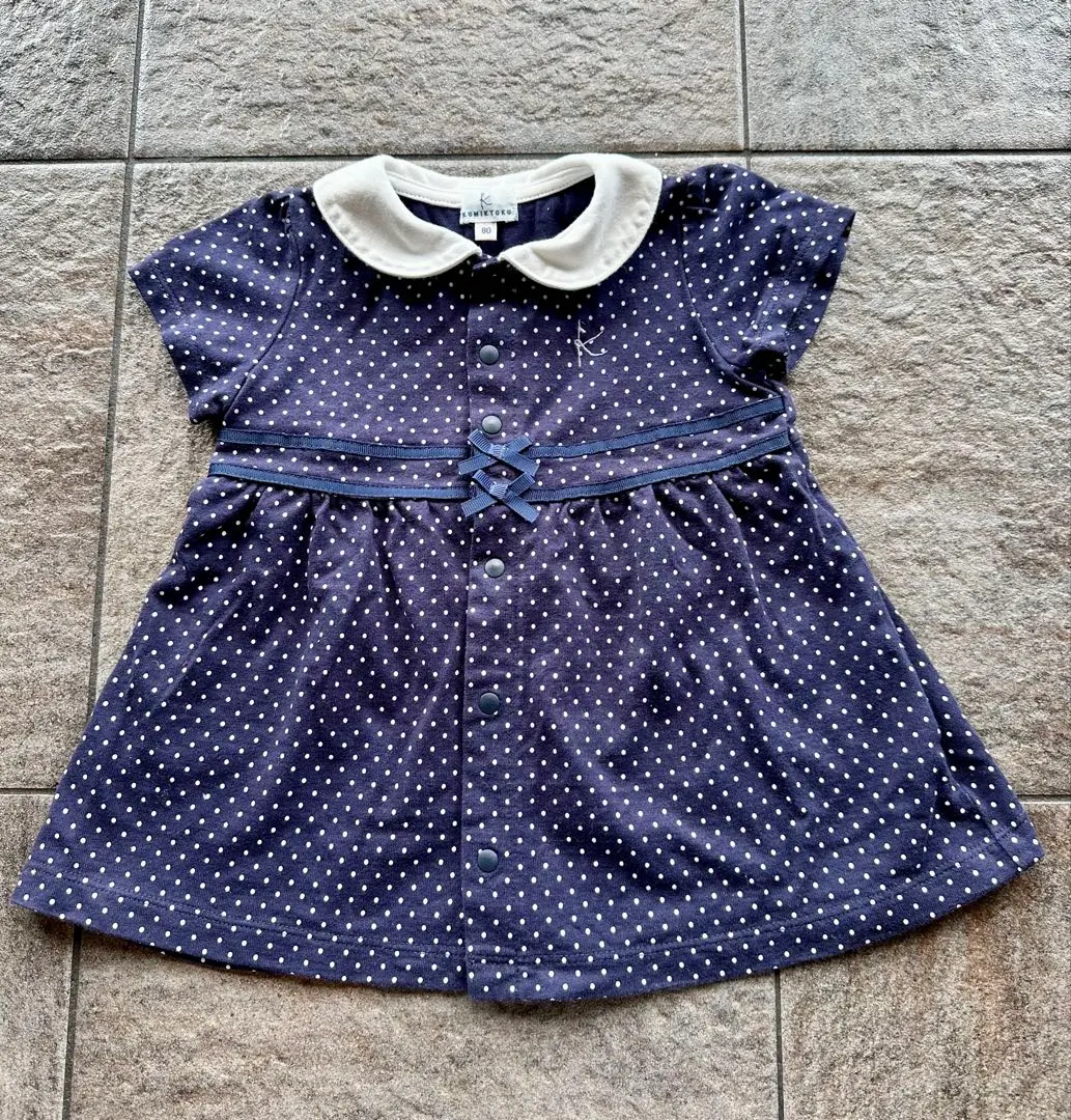 Thumbnail of Kumikyoku KIDS Navy Dot Dress