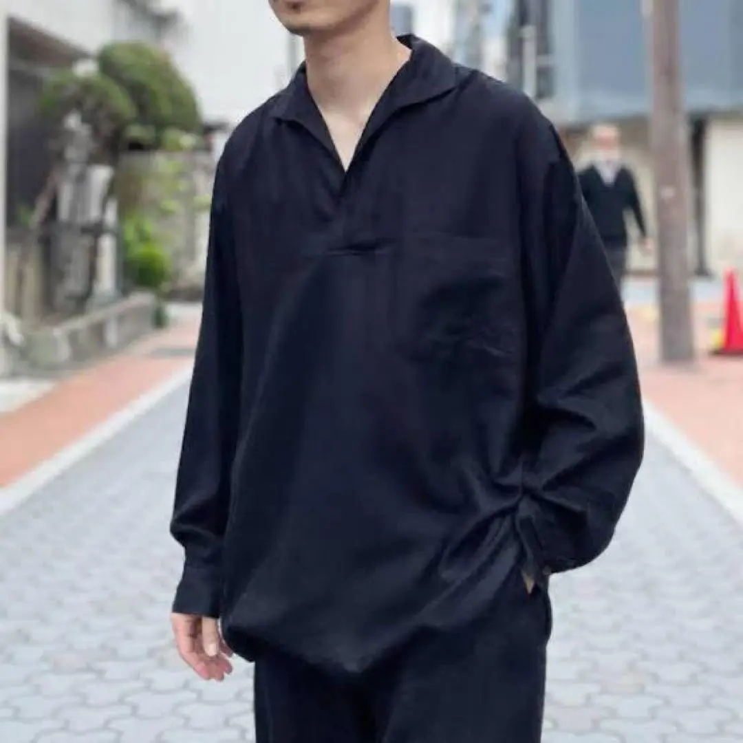 COMOLI コモリ 23SS シルクネルスキッパーシャツ ネイビー m72506677417_1.jpg?1747869577