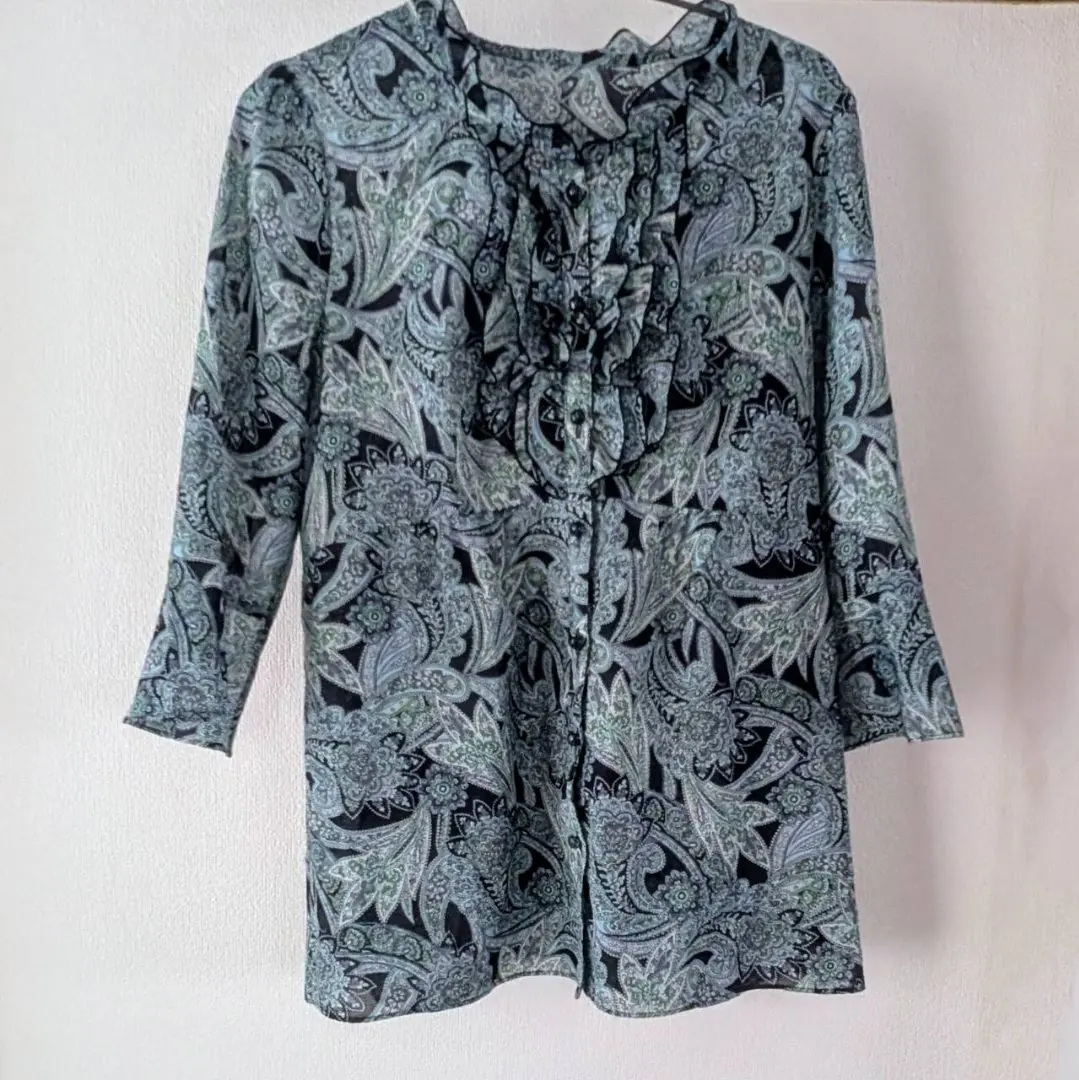 愛麗絲·巴里 襯衫 佩斯利花紋 荷葉邊 薄紗 七分袖 的縮圖