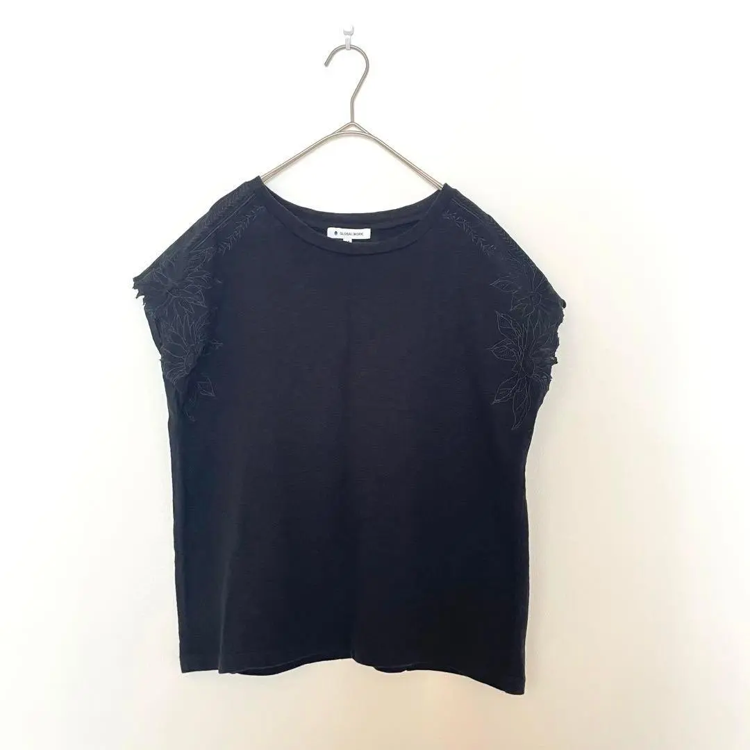Thumbnail of Global Work Sleeveless Cut and Sew Black Lace M Office Casual