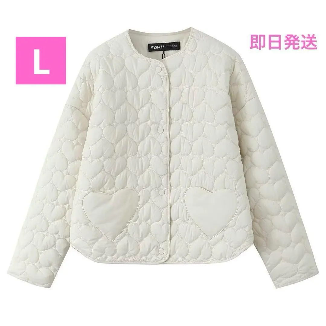 新品未使用ZARA ザラ　ハートキルティングジャケット　ホワイト　白 ZARA ハートキルティングジャケット ホワイト