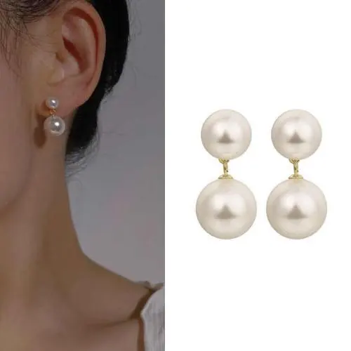 Thumbnail of Limited Edition Gold: Versatile 2-way Pearl Stud Earrings for Women