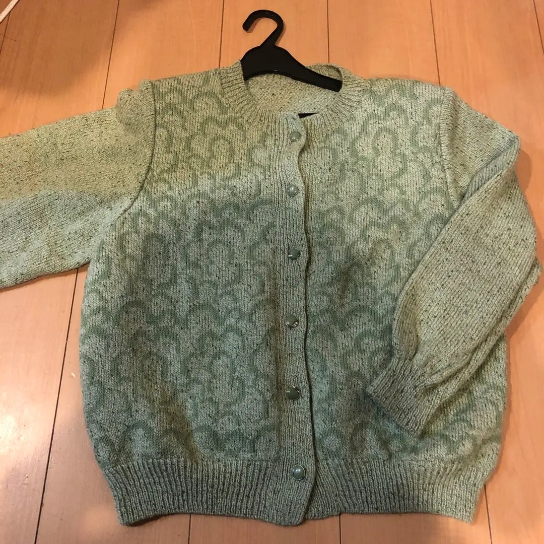 Thumbnail of Mint green button-up knit cardigan
