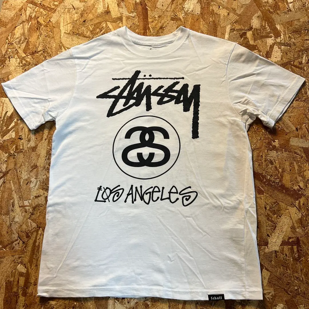 stussy&SchottコラボTシャツNYC【古着】レア STUSSY - レア STUSSY x Schott コラボTシャツ 100周年 Mサイズ
