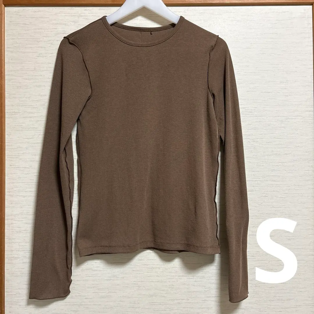 Thumbnail of GU Soft Rib Crew Neck T-shirt Long Sleeve S size Brown