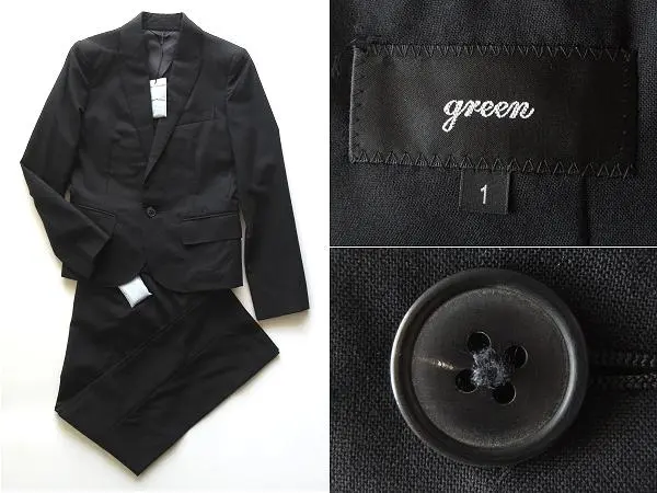 美品 green 現HYKE ウール 1Bジャケット＆パンツ セットアップ 黒