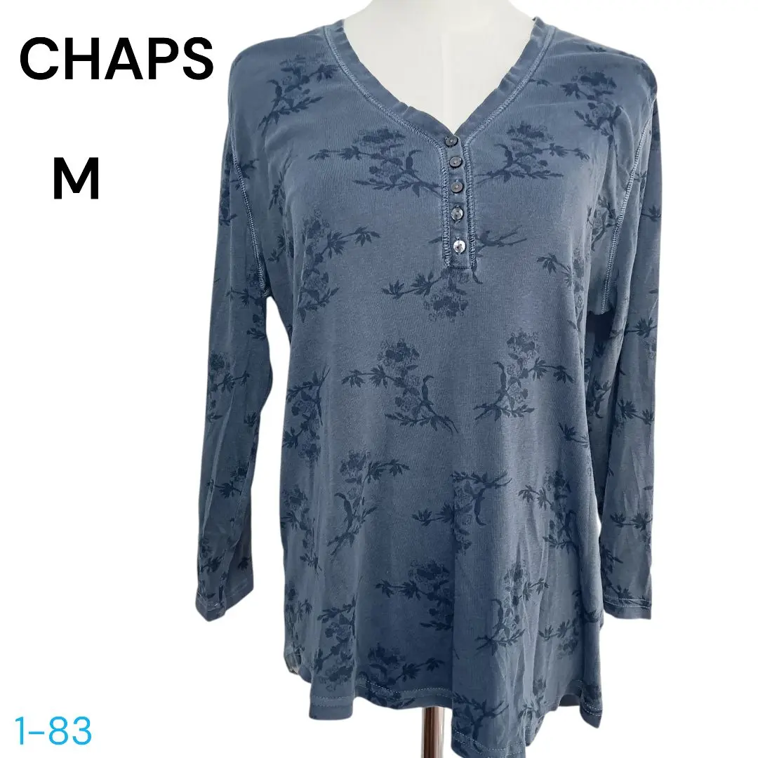 Thumbnail of 【Excellent Condition】CHAPS Floral Print ML Size Long Sleeve Tunic Light Blue