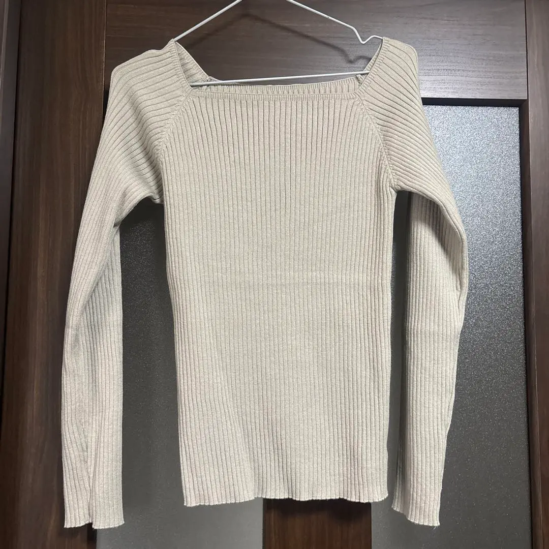 Thumbnail of GRL Ribbed Off-Shoulder Long Sleeve Knit Top M