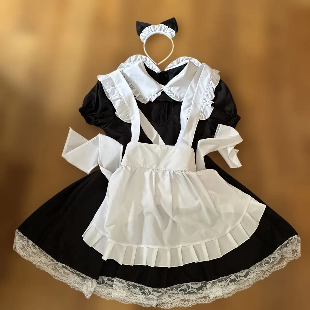 Thumbnail of Black and white maid outfit with apron and cat ears