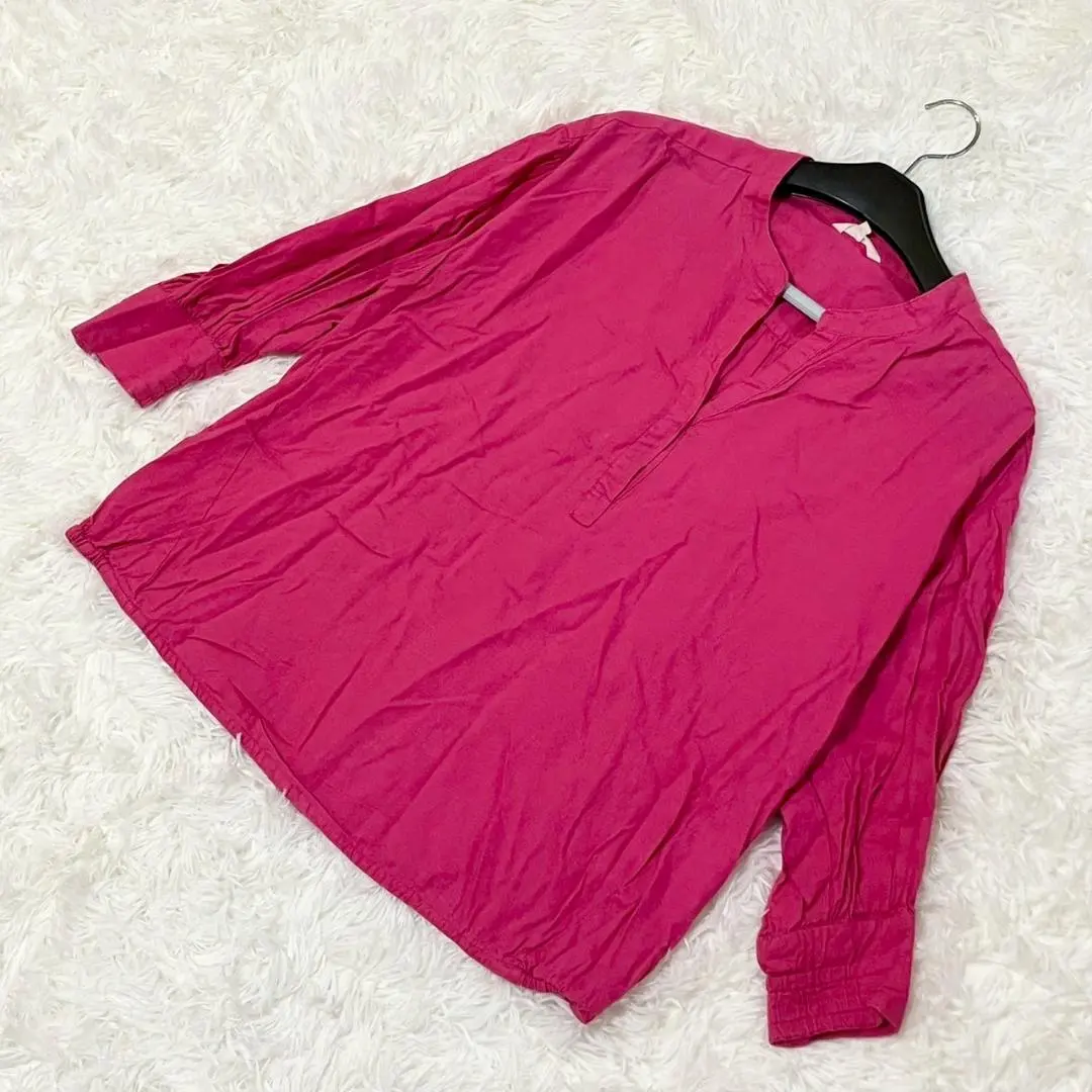 studio CLIP 襯衫 麻質嫘縈 鮮豔粉紅色 自然 的縮圖