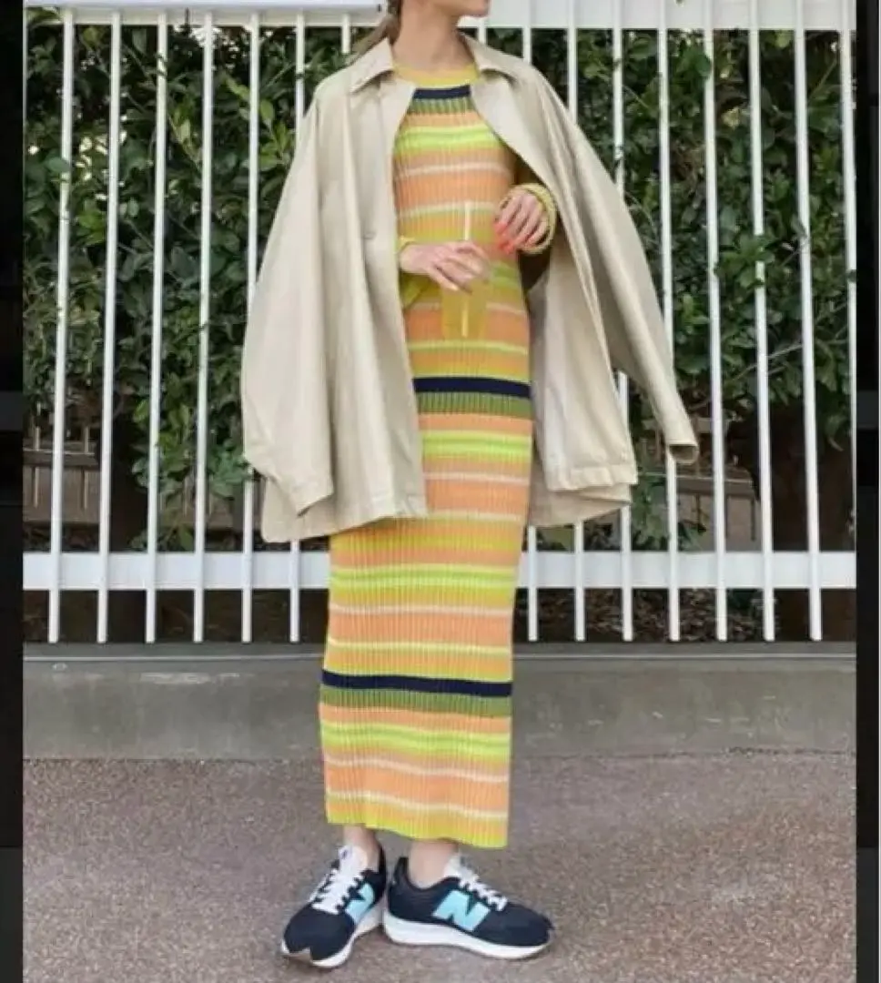 Ameri（アメリ）の「MULTI BORDER KNIT DRESS（ワンピース