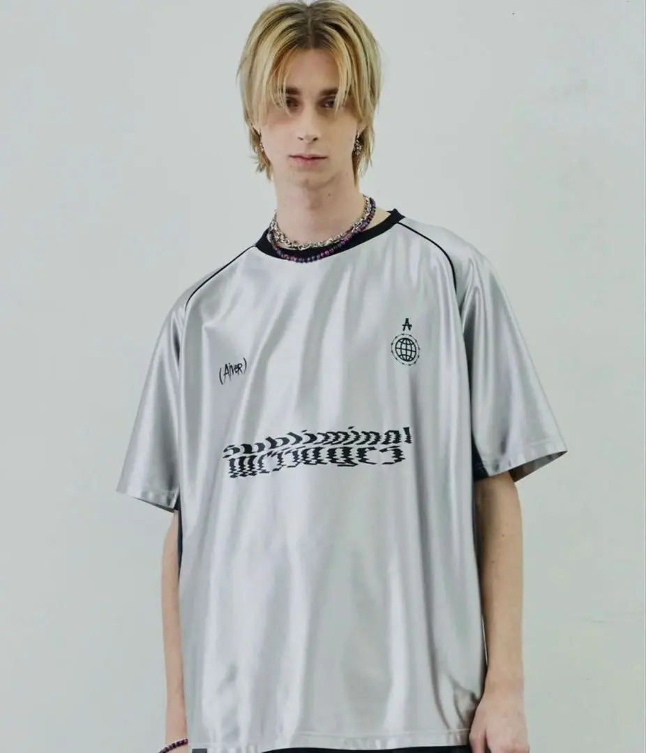 AIVER アイバー ラグランサッカーシャツ ゲームシャツ シルバー