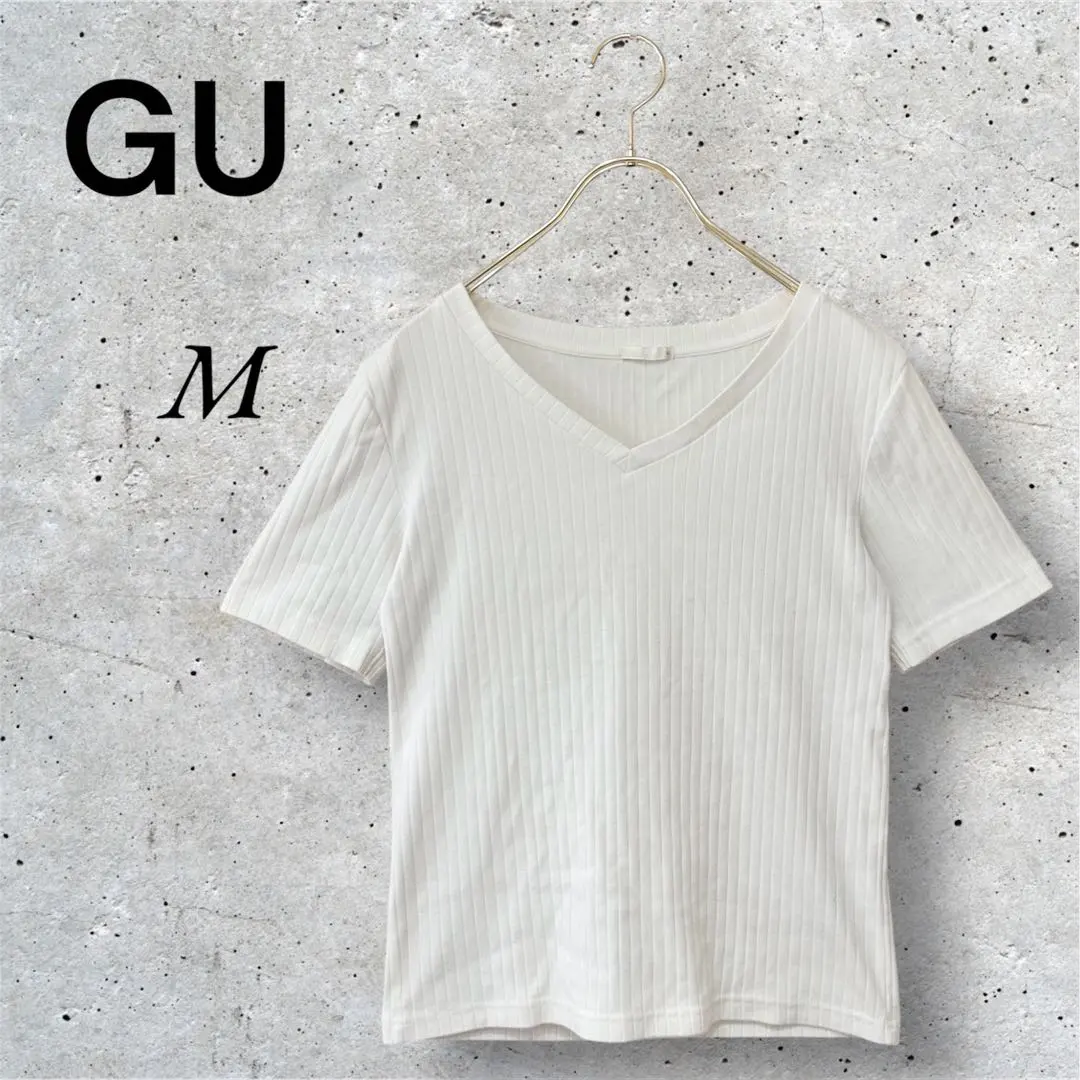 Thumbnail of GU Rib V-Neck T-Shirt - Stylish, Casual, Simple, Short Sleeve, Innerwear