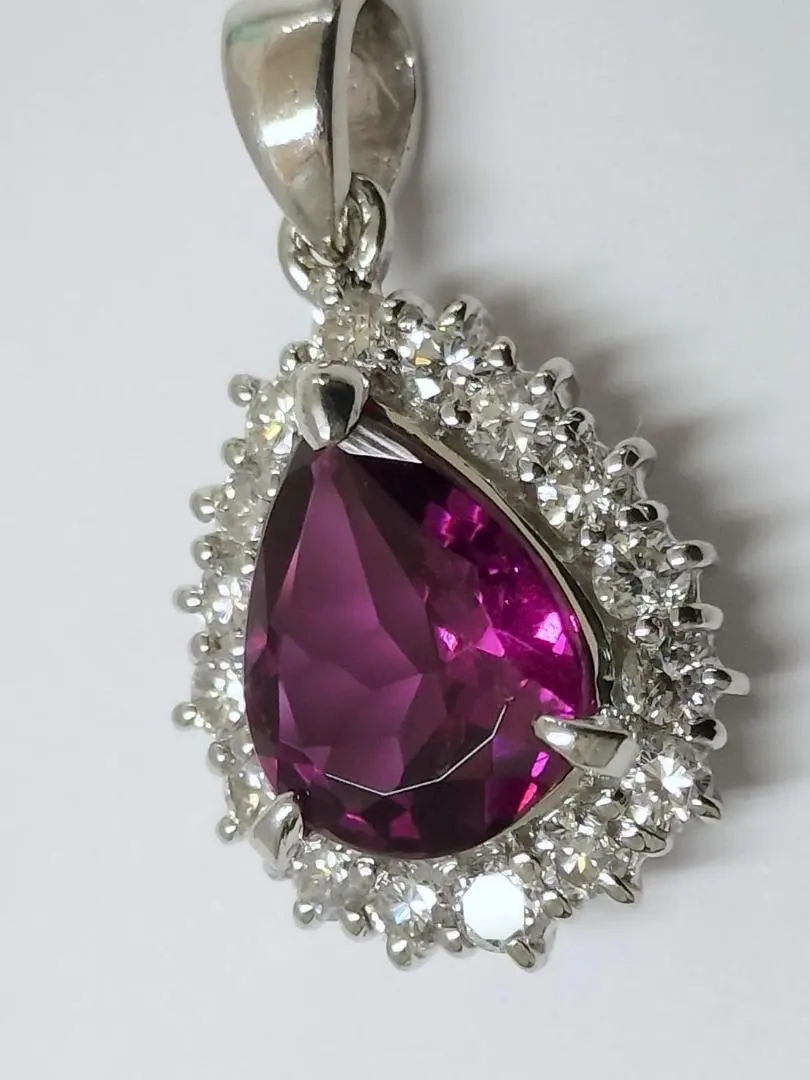 Thumbnail of Pendant Top: Pt900, Rhodolite Garnet, Diamond, As-is