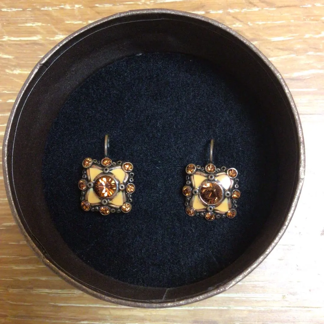 Thumbnail of Antique German Hook Earrings, Brown