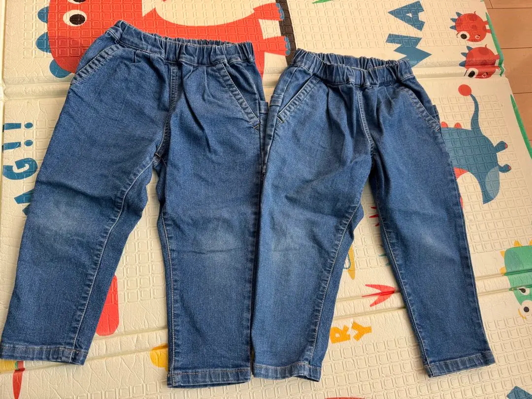 牛仔褲 100cm 鬆緊帶腰圍 兩件套 的縮圖