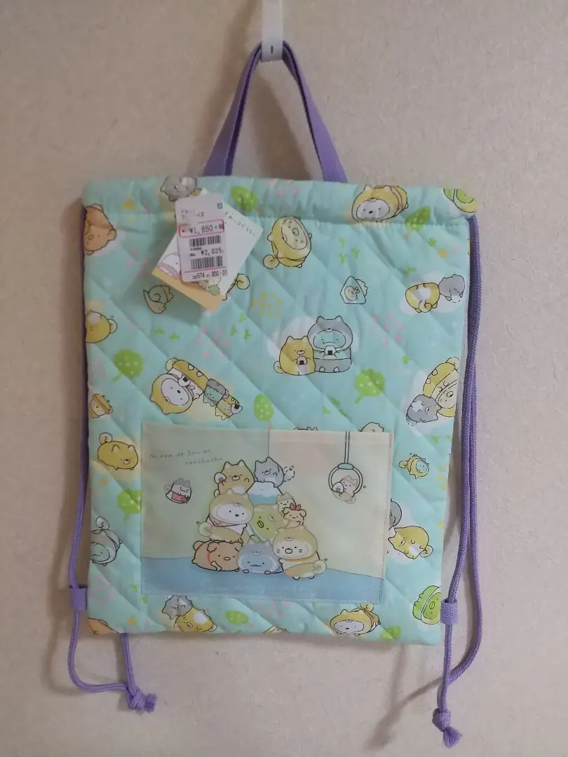 Thumbnail of Sumikko Gurashi Knapsack, Mint Color / Drawstring Backpack, Rucksack