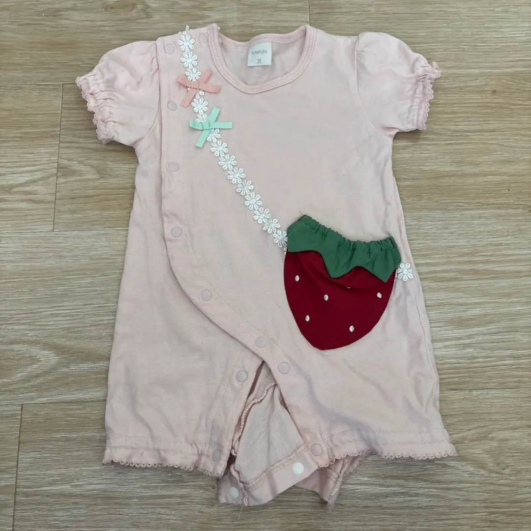 Thumbnail of Beautiful condition ✨ Romper with strawberry pocket, size 70
