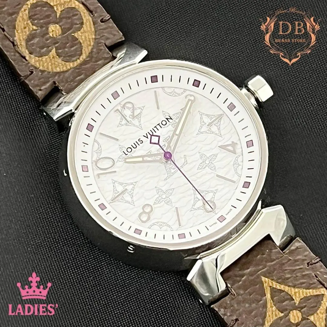 Thumbnail of 【New Battery】 Louis Vuitton Tambour Monogram Dial Working Silver Brown