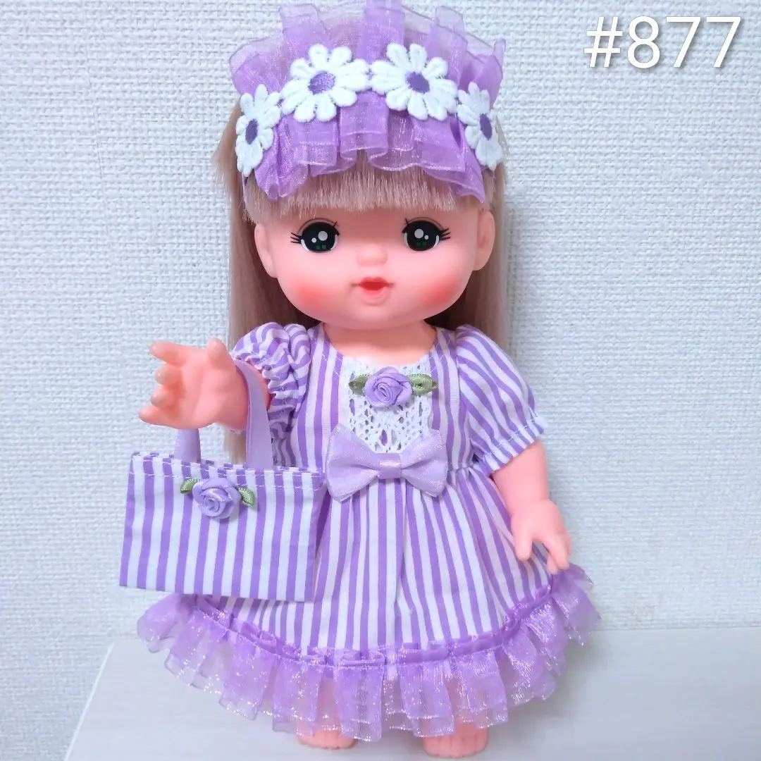 Thumbnail of Mer-chan Clothes Handmade 3-piece Set: Dress, Hair Accessory, Bag