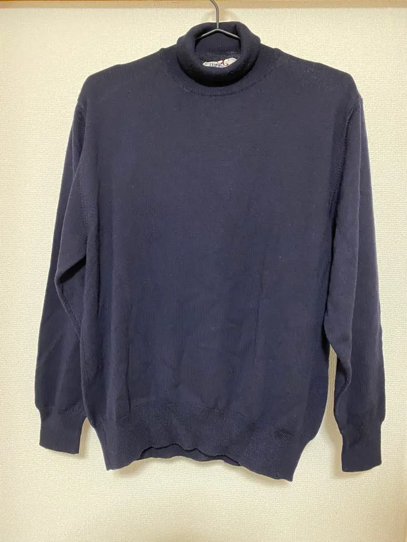 【美品】フェランテイタリア製 ウール100% Vネックニット グレー DESHENG (デシェン) カシミヤ100％ 12G 無地 Vネック セーター