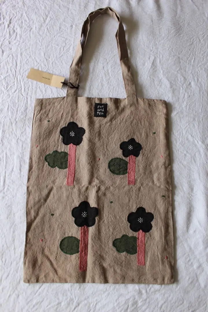 ポット＆ティー　ボタニカルbag♡ 新品未使用品 pot and tea | リネン小花刺繡バッグ