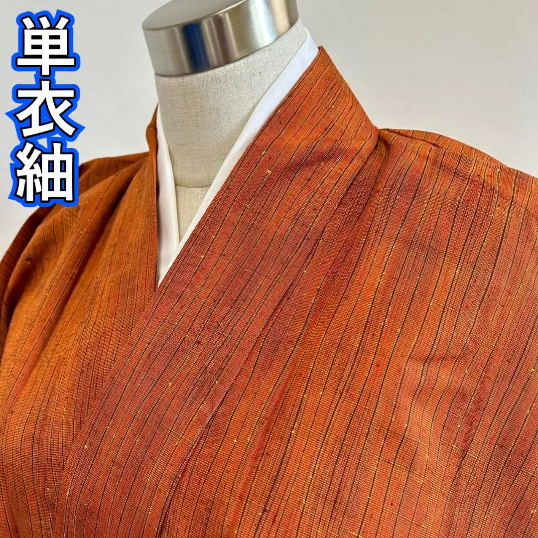 KP285 美品 單衣 紬 身丈159.5cm 夏用 薙刀襟 夏和服 正絹 的縮圖